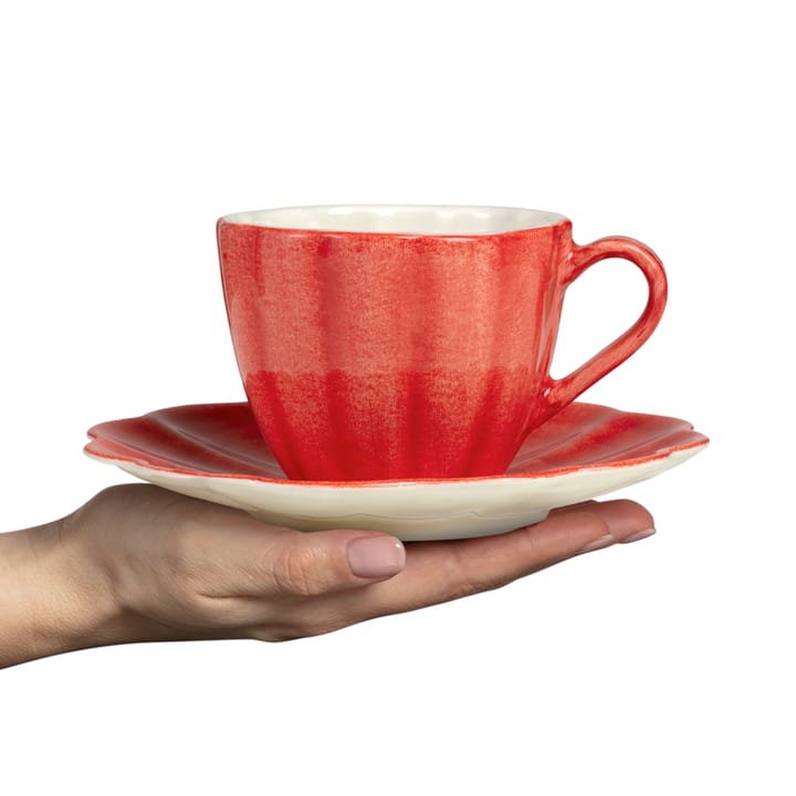 Oyster Tasse mit Untertasse 25 cl, Rot  Mateus