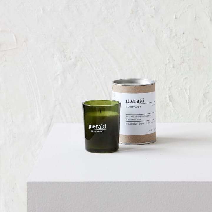 Meraki Duftkerze grünes Glas 12 Stunden, Green herbal Meraki