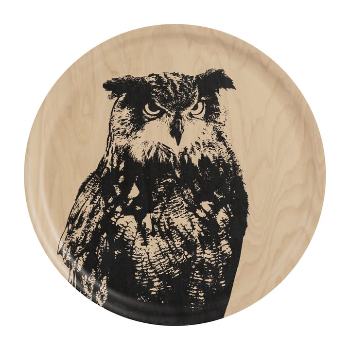 Nordic The Eagle Owl Tablett Ø35cm, Natur-schwarz Muurla