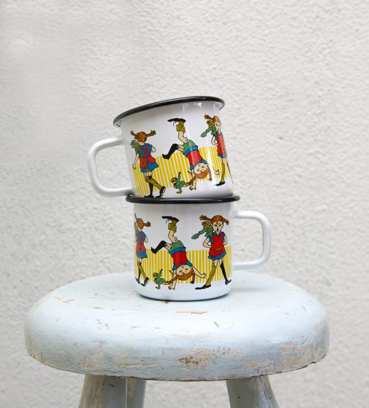 Pippi longstocking Emaillierte Tasse 3,7 dl, White Muurla