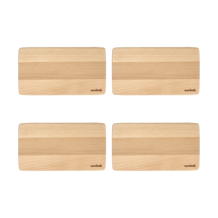 Nordwik Sandwichtablett Buche 4er-Pack, 20x11x0,8cm Nordwik