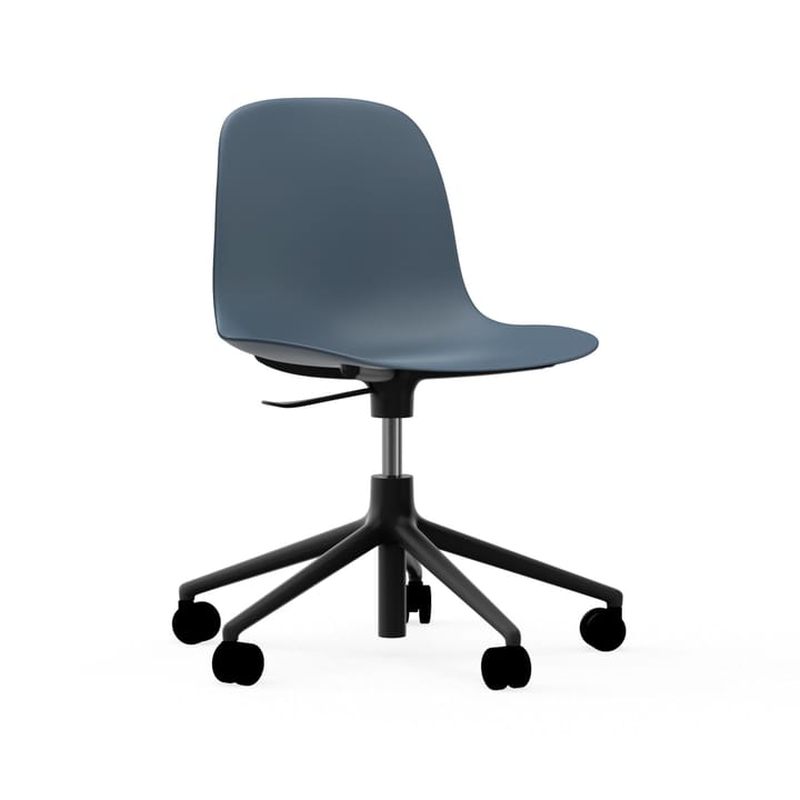 Form chair drehbar, 5W Bürostuhl, Blau, Schwarzes Aluminium, Rollen Normann Copenhagen