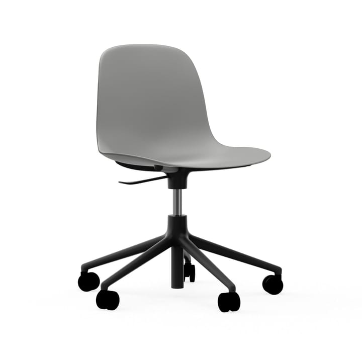 Form chair drehbar, 5W Bürostuhl, Grau  , Schwarzes Aluminium, Rollen Normann Copenhagen