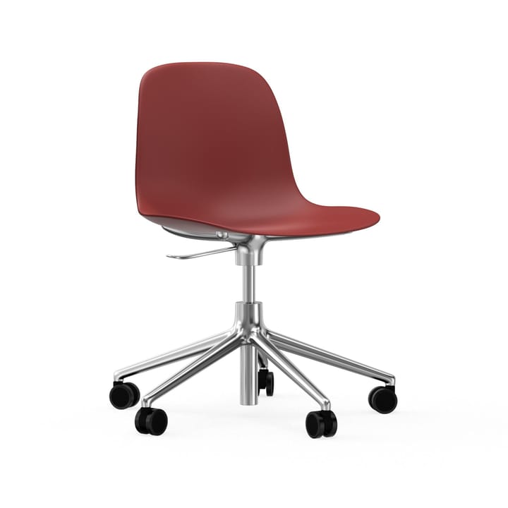 Form chair drehbar, 5W Bürostuhl, Rot, Aluminium, Rollen Normann Copenhagen