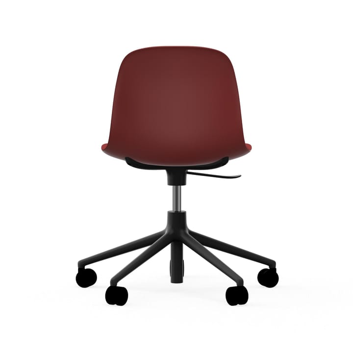 Form chair drehbar, 5W Bürostuhl, Rot, Schwarzes Aluminium, Rollen Normann Copenhagen