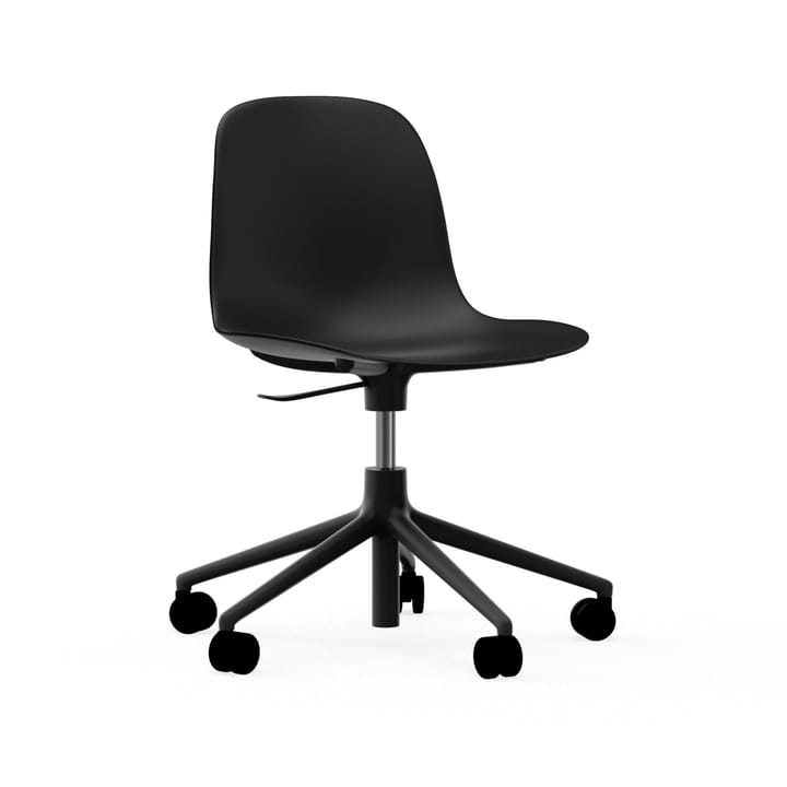 Form chair drehbar, 5W Bürostuhl, Schwarz, Schwarzes Aluminium, Rollen Normann Copenhagen