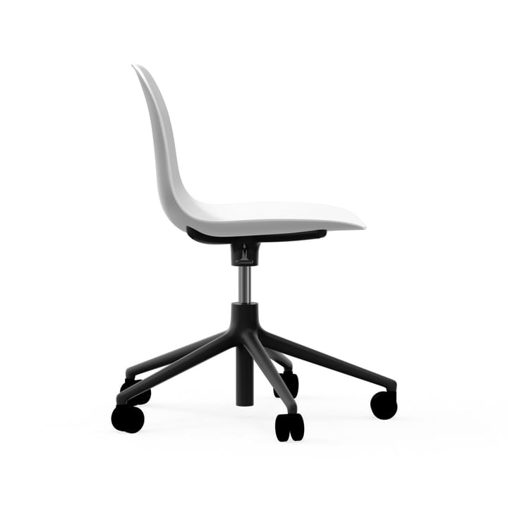 Form chair drehbar, 5W Bürostuhl, Weiß, Schwarzes Aluminium, Rollen Normann Copenhagen