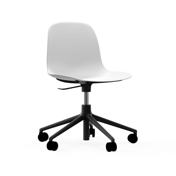 Form chair drehbar, 5W Bürostuhl, Weiß, Schwarzes Aluminium, Rollen Normann Copenhagen