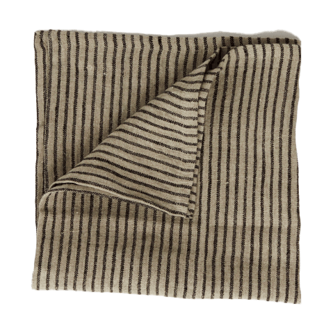 Stripe Leinenserviette 45x45 cm - Schwarz-Sand - Olsson & Jensen