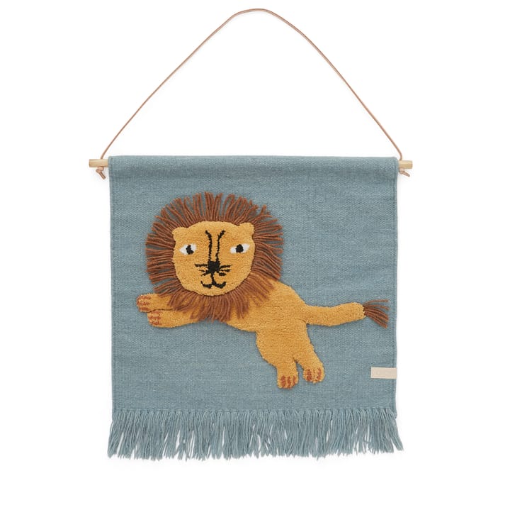 Jumping Lion Wanddekoration 52 x 55cm - Blau - OYOY