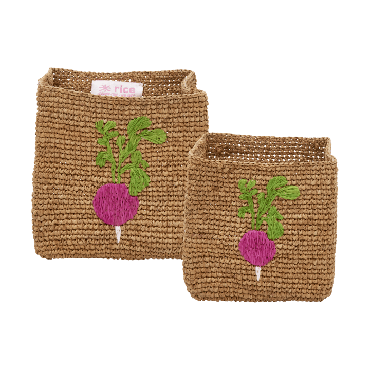 Rice Raffia Aufbewahrungskorb 2 Teile, Radish Embroidery-Tea RICE