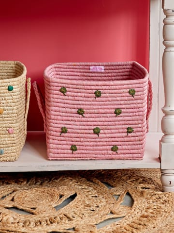 Rice Raffia Korb mit Griff 30 x 30cm - Pink - RICE