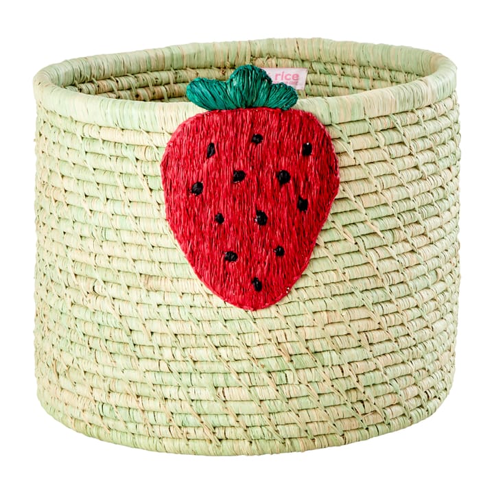 Rice raffia Verwahrungskorb Ø35cm, Strawberry embroidery RICE