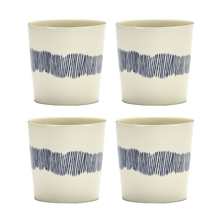 Ottolenghi Feast Kaffeetasse 25 cl 4er Pack - White stripes-blue - Serax