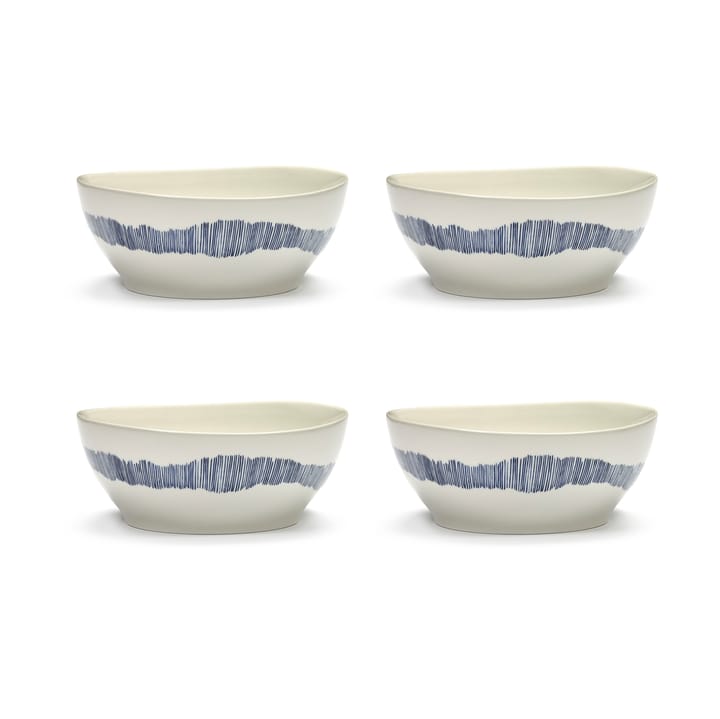 Ottolenghi Feast Schale L Ø17 cm 4er Pack - White-stripes blue - Serax