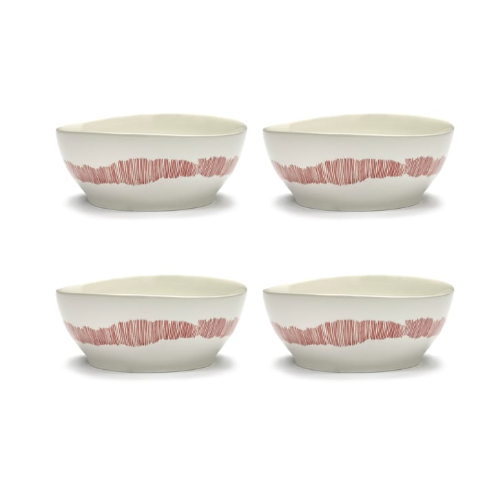 Ottolenghi Feast Schale L Ø17 cm 4er Pack - White stripes-red - Serax