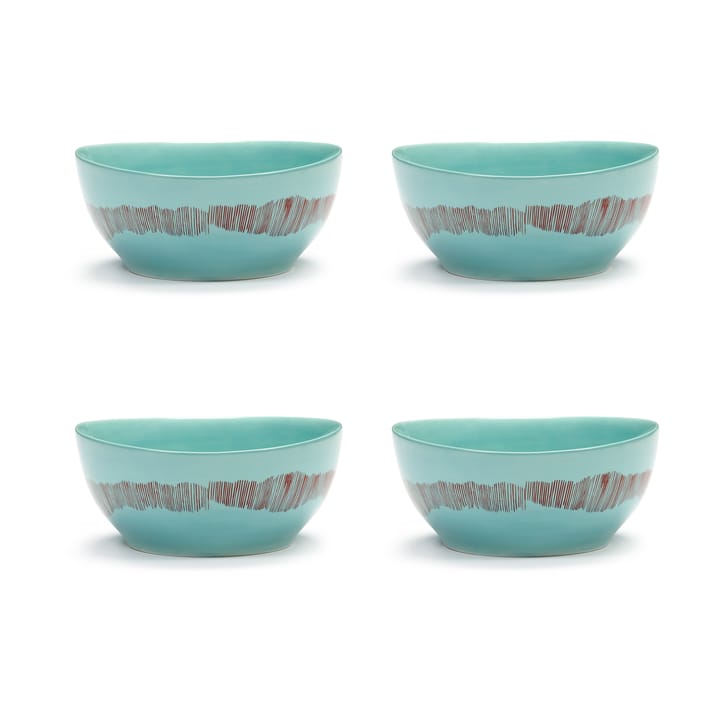 Ottolenghi Feast Schale S Ø15 cm 4er Pack, Azure stripes-red Serax