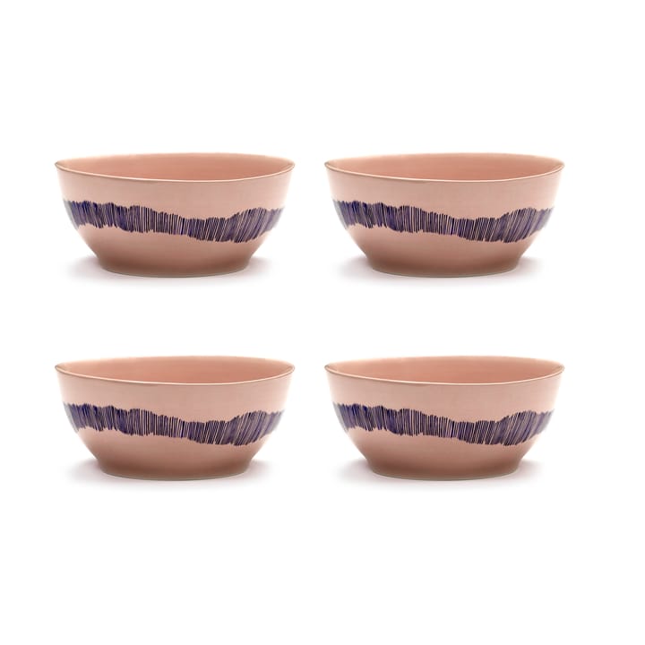 Ottolenghi Feast Schale S Ø15 cm 4er Pack, Pink stripes blue Serax