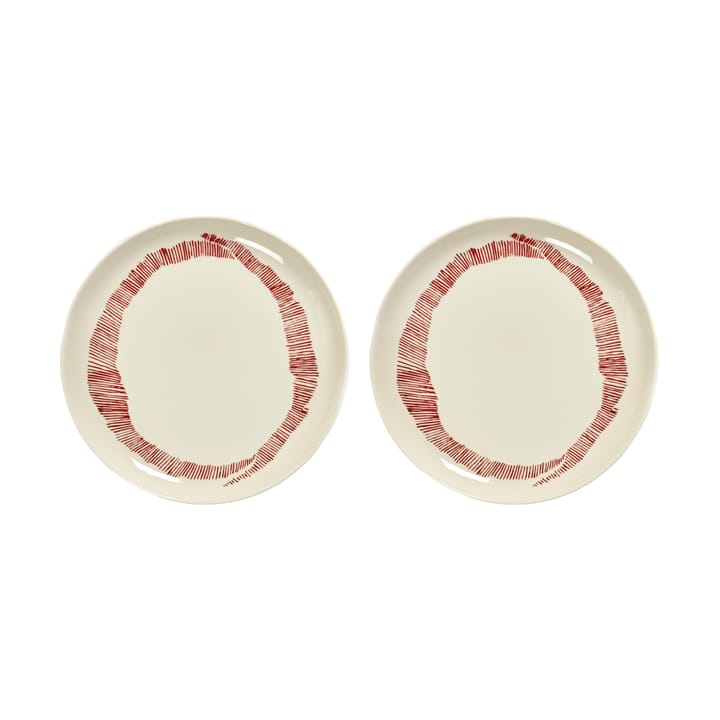 Ottolenghi Feast Teller M Ø22,5 cm 2er Pack - White stripes-red - Serax