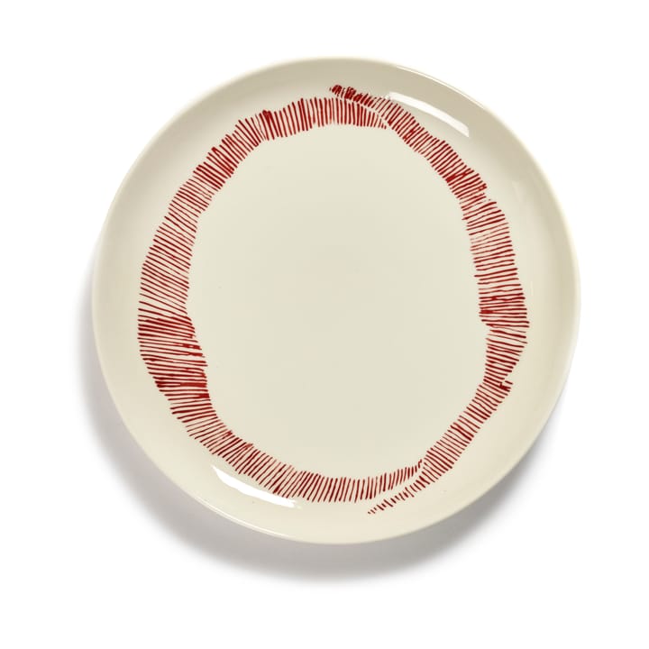 Ottolenghi Feast Teller M Ø22,5 cm 2er Pack, White stripes-red Serax