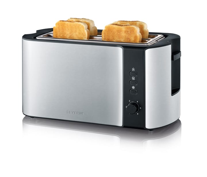 Severin AT 2590 Toaster für 4 Scheiben, Stahl gebürstet-schwarz Severin