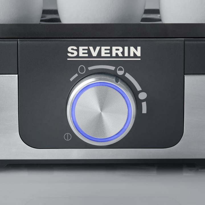 Severin EK 3163 Premium Eierkocher für 1-3 Eier, Schwarz-Silber Severin