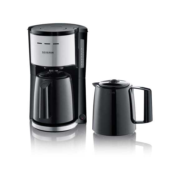 Severin KA 9308 Thermo-Kaffeemaschine mit extra Kanne für 8 Tassen - Schwarz-Edelstahl - Severin