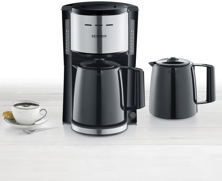 Severin KA 9308 Thermo-Kaffeemaschine mit extra Kanne für 8 Tassen, Schwarz-Edelstahl Severin