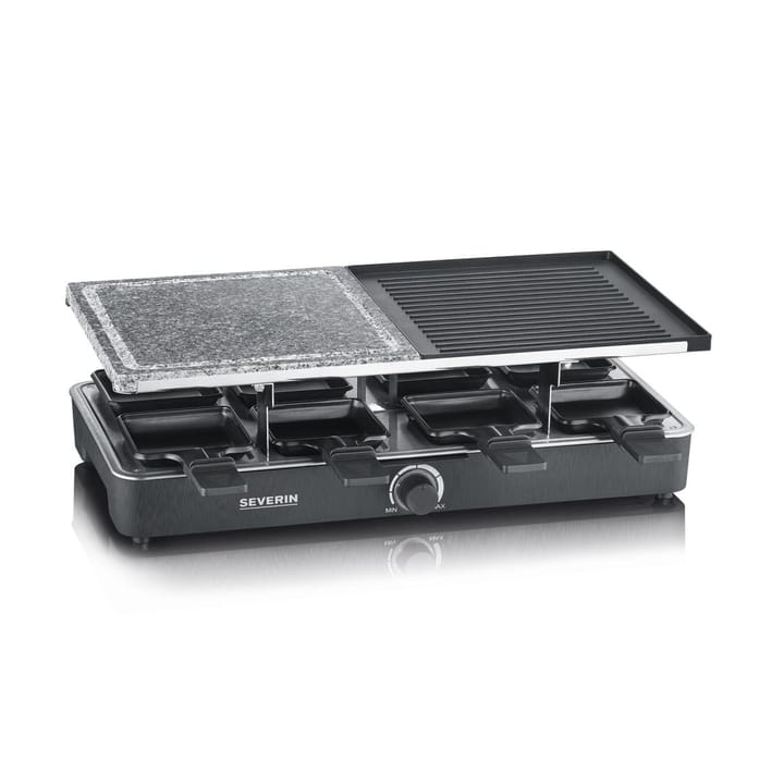 Severin RG 2376 Raclette Kombi Grill/Stein 8 Pfannen, Schwarz Severin