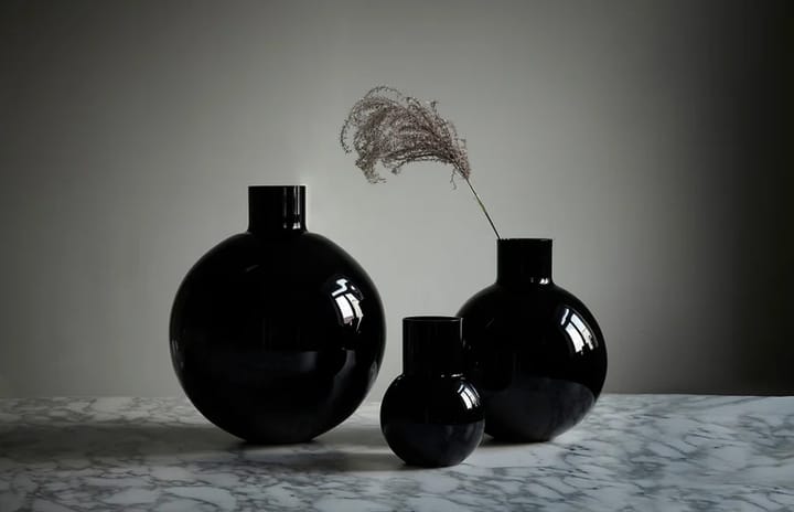 Pallo Vase, Schwarz 20cm Skrufs Glasbruk