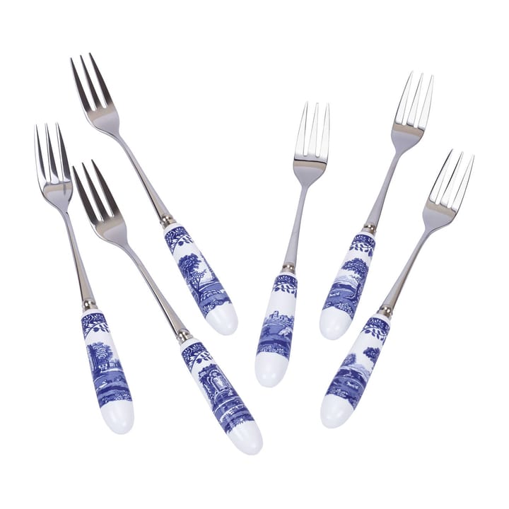 Blue Italian Dessertgabel 6er Pack, Keramik-Edelstahl Spode