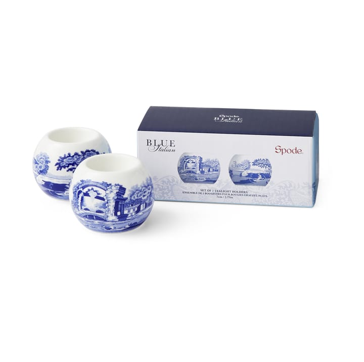 Blue Italian Teelichthalter 2er-Pack - Blau-Weiß - Spode