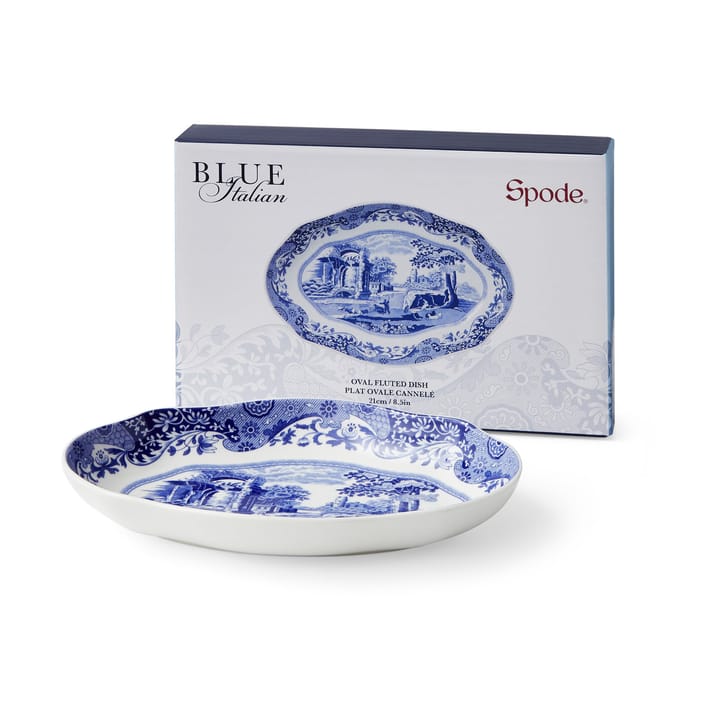 Blue italian Teller oval 14x21 cm - Blau-Weiß - Spode