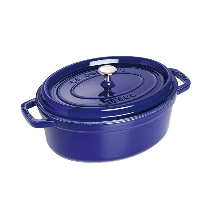 Staub ovaler Topf aus Gusseisen, drei Schichten Emaille 4,2 l, Dunkelblau STAUB