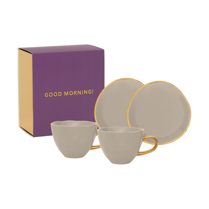 Good Morning Geschenkset Cappuccino Tasse & Untertasse 2er-Pack, Gray morn URBAN NATURE CULTURE