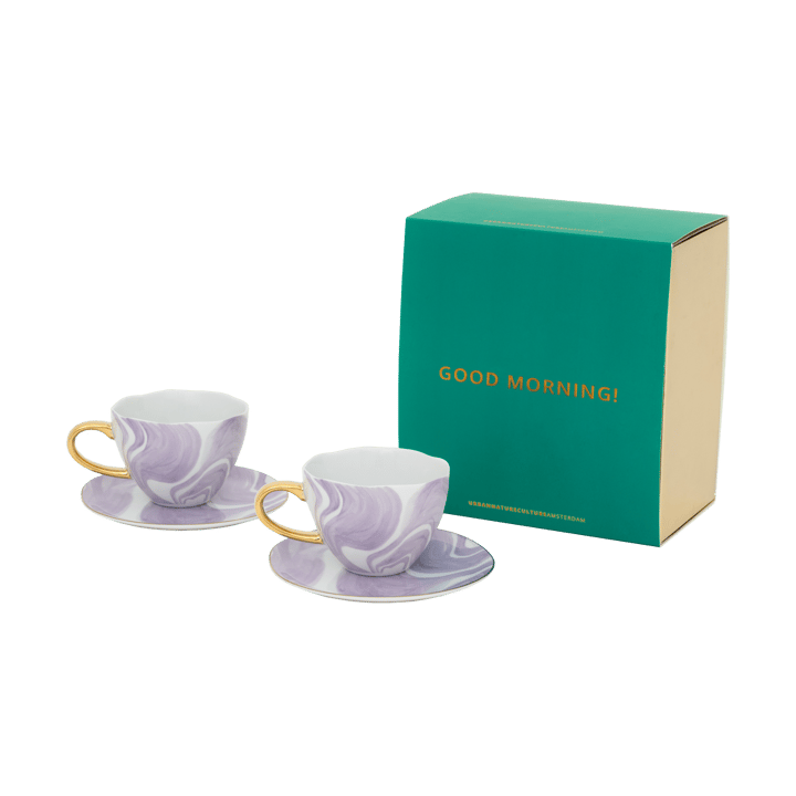 Good Morning Geschenkset Cappuccino Tasse & Untertasse 2er-Pack, Valuri violet URBAN NATURE CULTURE