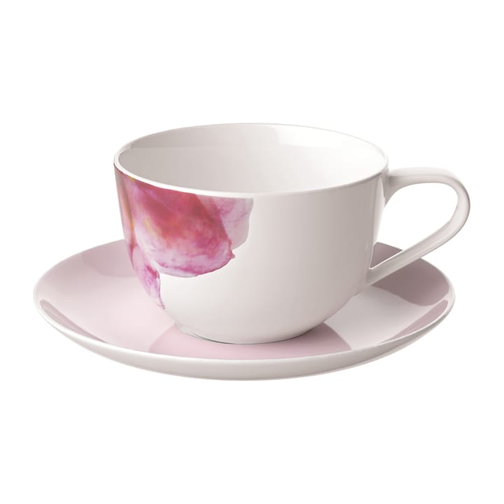 Rose Garden Tasse mit Untertasse, Rosa-Weiß Villeroy & Boch